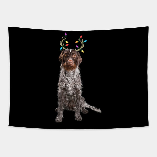 German Wirehaired Pointer Christmas Dog Tapestry by bienvaem