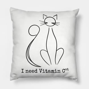 I need Vitamin Cat - Black Line Art Cat and Typewriter Font Pillow