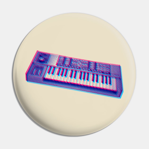 Analog Synthesizer 8bit 3D Retro Artwork Design Pin by DankFutura