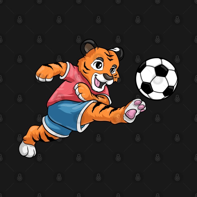 Tiger as soccer player with soccer ball by Markus Schnabel