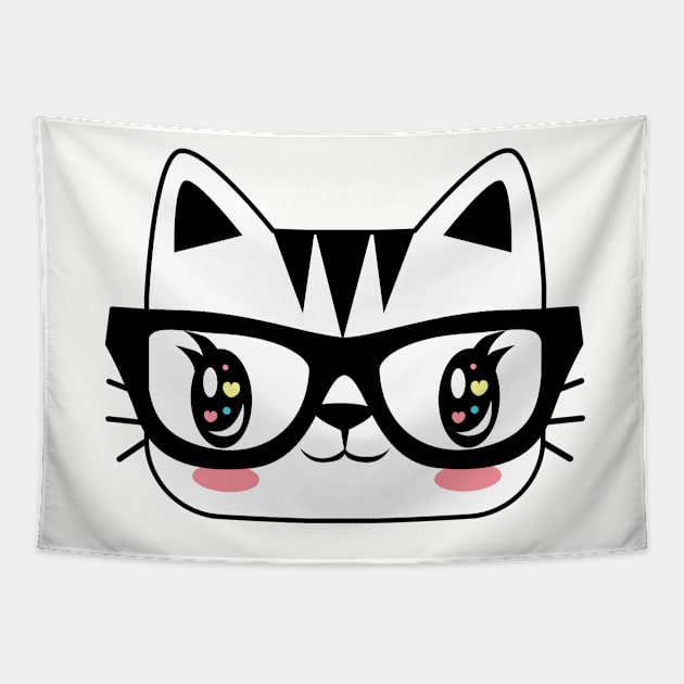 Nerdy Kitten Tapestry by r0sedesigns