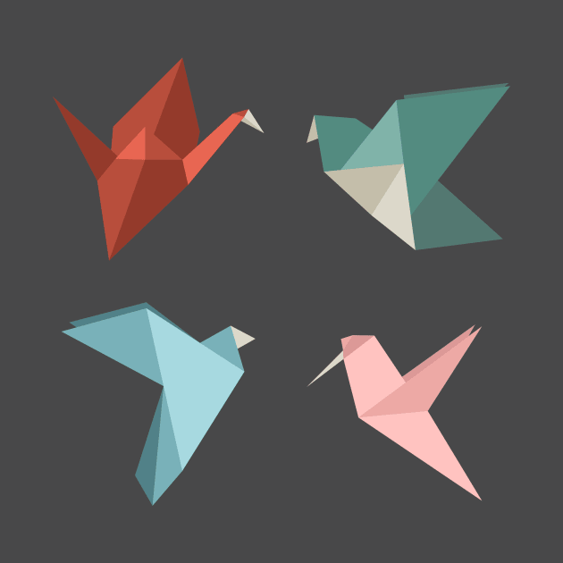 Soft pastel set of origami birds by TinyFlowerArt