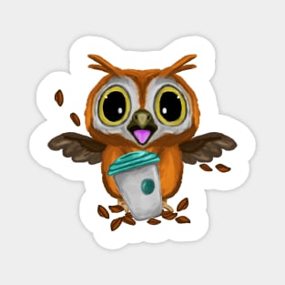 Funny owl and coffee cup Magnet