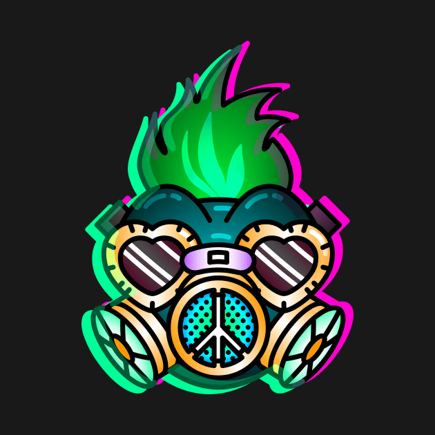 Punky Gas Mask - Green and Purple Ed. by JPenfieldDesigns