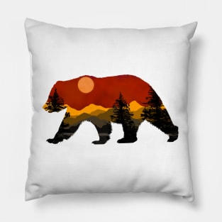 Sunset in Bear Silhouette Pillow