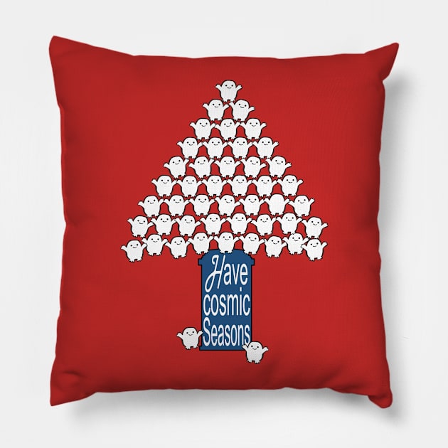 Christmas Greetings - Adipose Wish You Cosmic Seasons Pillow by EDDArt