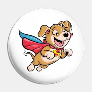 A Super Dog flying. Sticker, T-shirt Design Pin