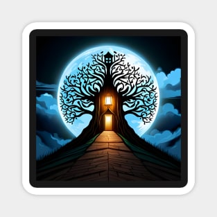 The Gothic Tree of Darkness against the Full Moon Magnet