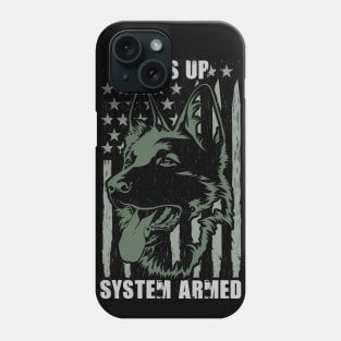 ears up system armed dog american flag Phone Case