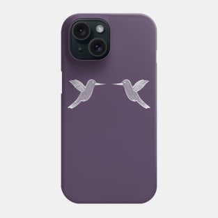 Hummingbirds in Love - cute and fun bird design - on purple Phone Case