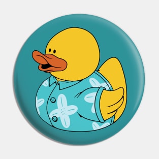 Cute Rubber Ducky Wearing a Hawaiian Shirt Pin