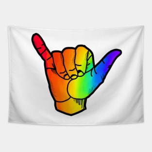 Rainbow hand gesture Tapestry