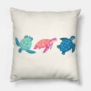 Paradise Beach Turtles - Three in a Row Pillow