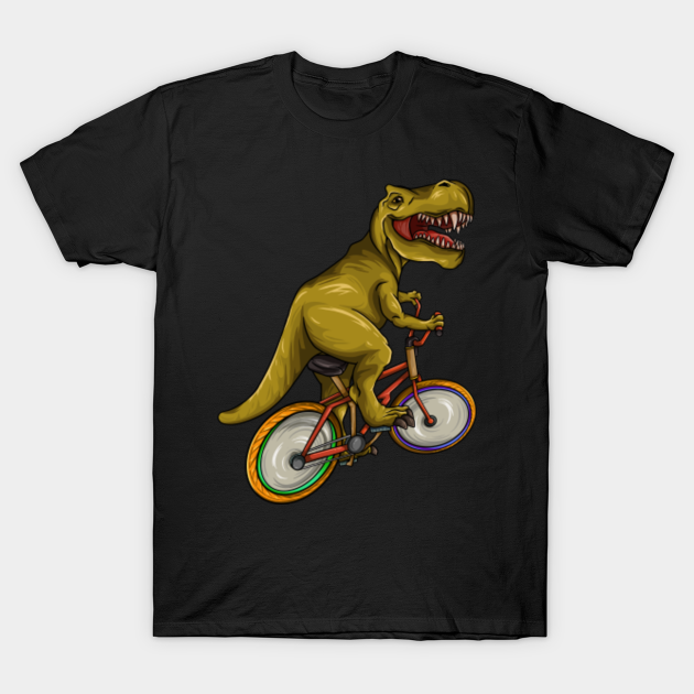 T Rex Riding Bicycle - Funny Dinosaur Bike Cyclist - Magical - T-Shirt