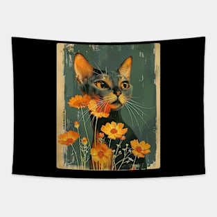 Abyssinian Cat Flowers Photo Cat Lover Gift Idea Tapestry