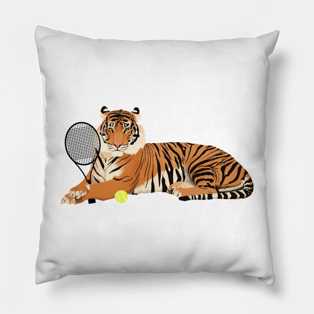 Tennis Tiger Pillow by College Mascot Designs