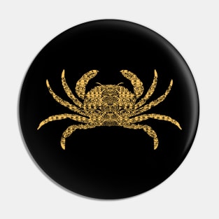 Golden Hawaiian Patterned Polynesian Crab Pin