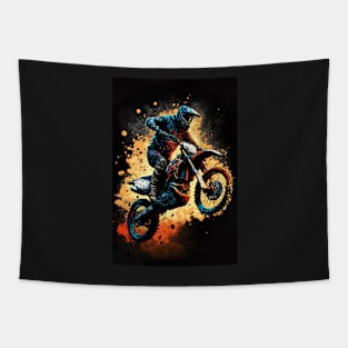 Dirt Bike With Paint Orange Splash Design Tapestry