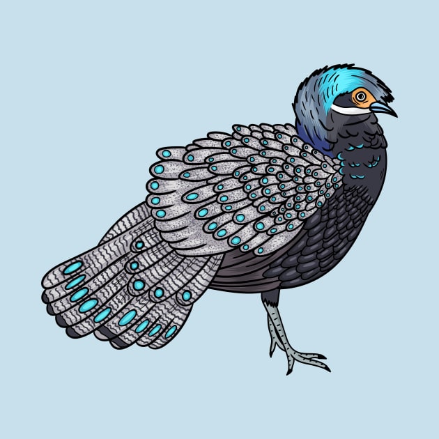 Bornean peacock-pheasant bird cartoon illustration by Cartoons of fun