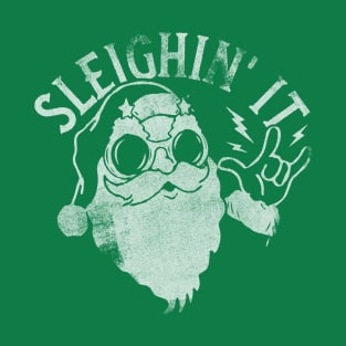 Sleighin It Funny Santa Sleigh Christmas T-Shirt