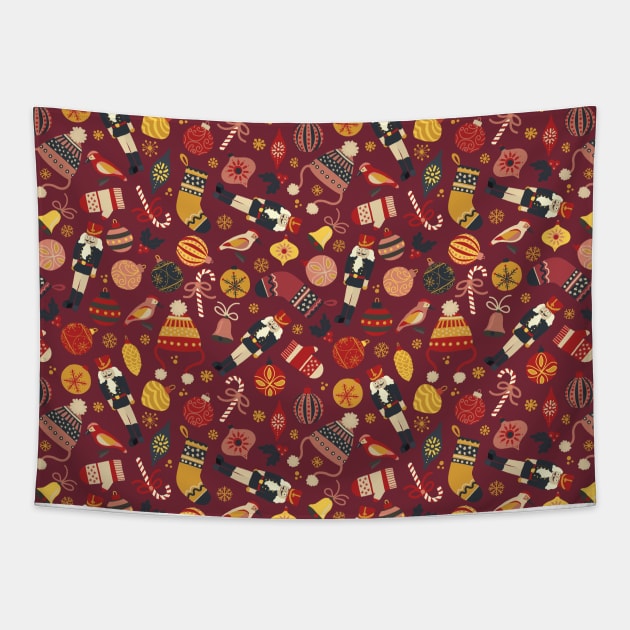 Retro Christmas Ornaments Tapestry by Sandra Hutter Designs