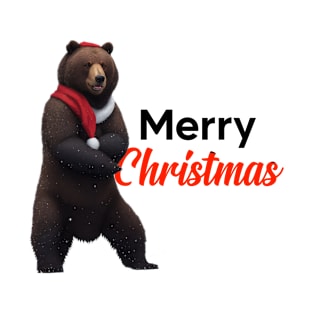 Grizzly Bear Merry Christmas - Christmas Design T-Shirt