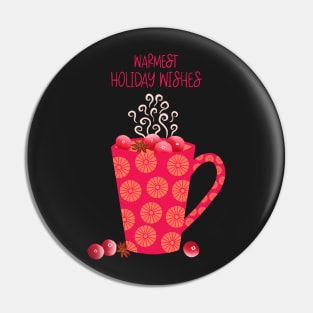 Cozy Winter Mugs & Hot Cranberry Tea Illustration Pin