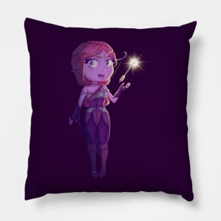 Chibi Fantasy Elf Archer Rogue Girl with Glowing Arrow Pillow
