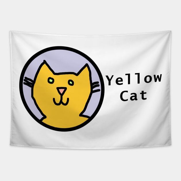 Yellow Cat Portrait Tapestry by ellenhenryart