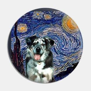 Starry Night (Van Gogh) with a Catahoula Leopard Dog Pin