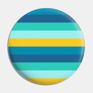 Blue Yellow Ocean Lemon Stripes Pin