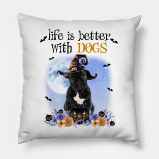 French Bulldog Witch Hat Life Is Better With Dogs Pillow