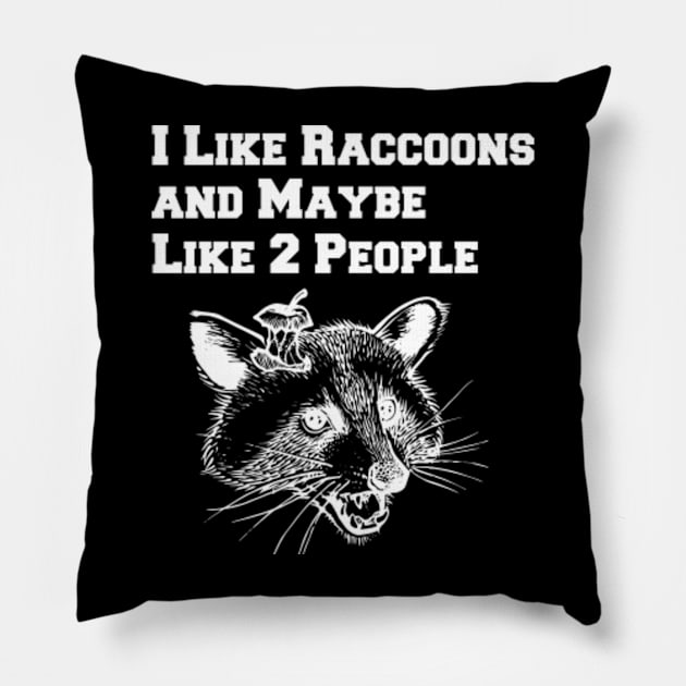 I Like Raccoons And Maybe Like 2 People Pillow by lightbulbmcoc