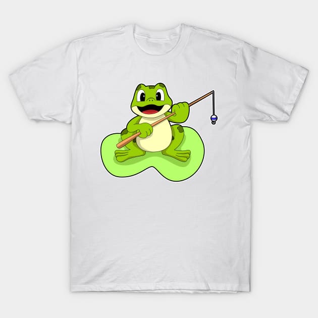 Frog at Fishing with Fishing rod - Frog - T-Shirt