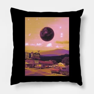 Under The Dark Moon - Space Collage, Retro Futurism, Sci-Fi Pillow