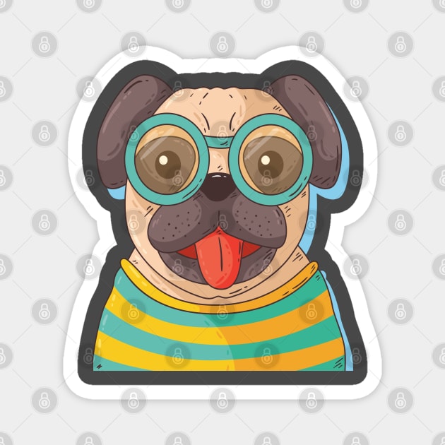 Pug With Glasses Magnet by Mako Design 