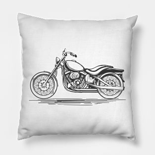 Vintage motorcycle hand-drawn illustration Pillow