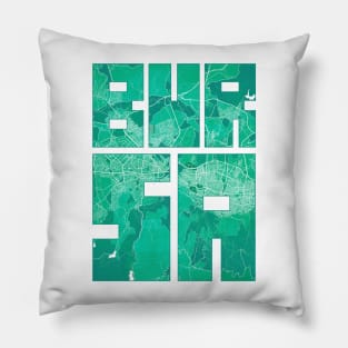 Bursa, Turkey City Map Typography - Watercolor Pillow