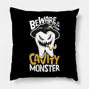 Beware of the Cavity Monster // Funny Halloween Tooth Pillow