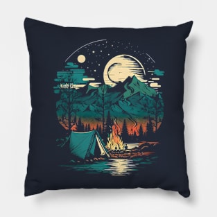 Camping By The Camp Fire Under The Stars Pillow