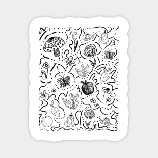 Summer Garden Doodle (Yellow Background) Magnet