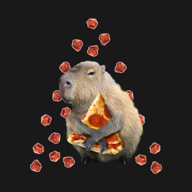 Capybara Capybaras Eating Pizza, Funny Cute by Random Galaxy