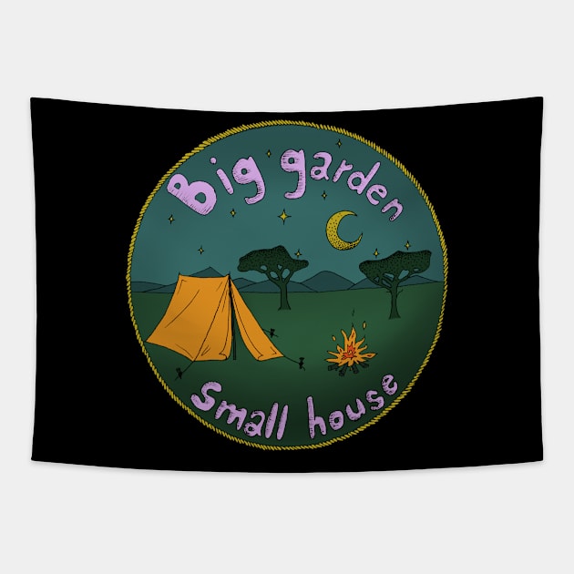 Big  garden small house Tapestry by HanDraw