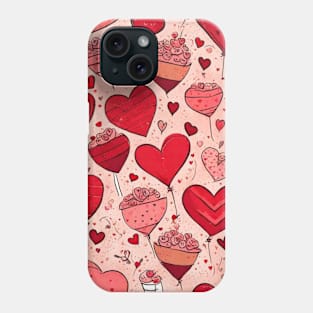 Red hearts pattern gift ideas Phone Case
