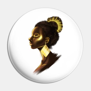 Black Woman African Sun Goddess Illustration Pin