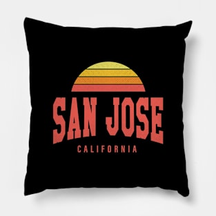 San Jose, California - CA Retro Sunrise/Sunset Pillow