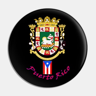 Coat of Arms for Puerto Rico- Red Lettering Pin