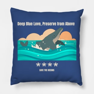 Deep Blue Love, Preserve from Above Ocean Conservation Pillow