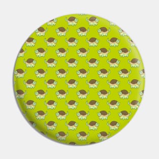 Cat Turtle Lime Green Pattern Pin