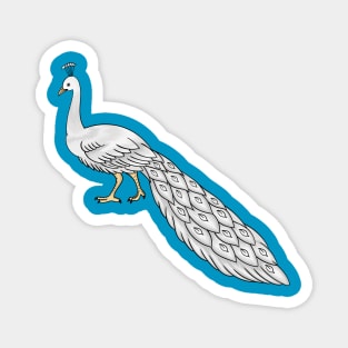 White peacock bird cartoon illustration Magnet